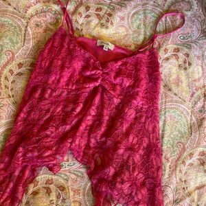 Chic Pink Floral Lace Babydoll Tank Top